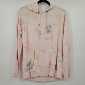 ♤♤ Volcom Tie Dye Pullover Hooded Sweatshirt Size Medium Peach Gray White